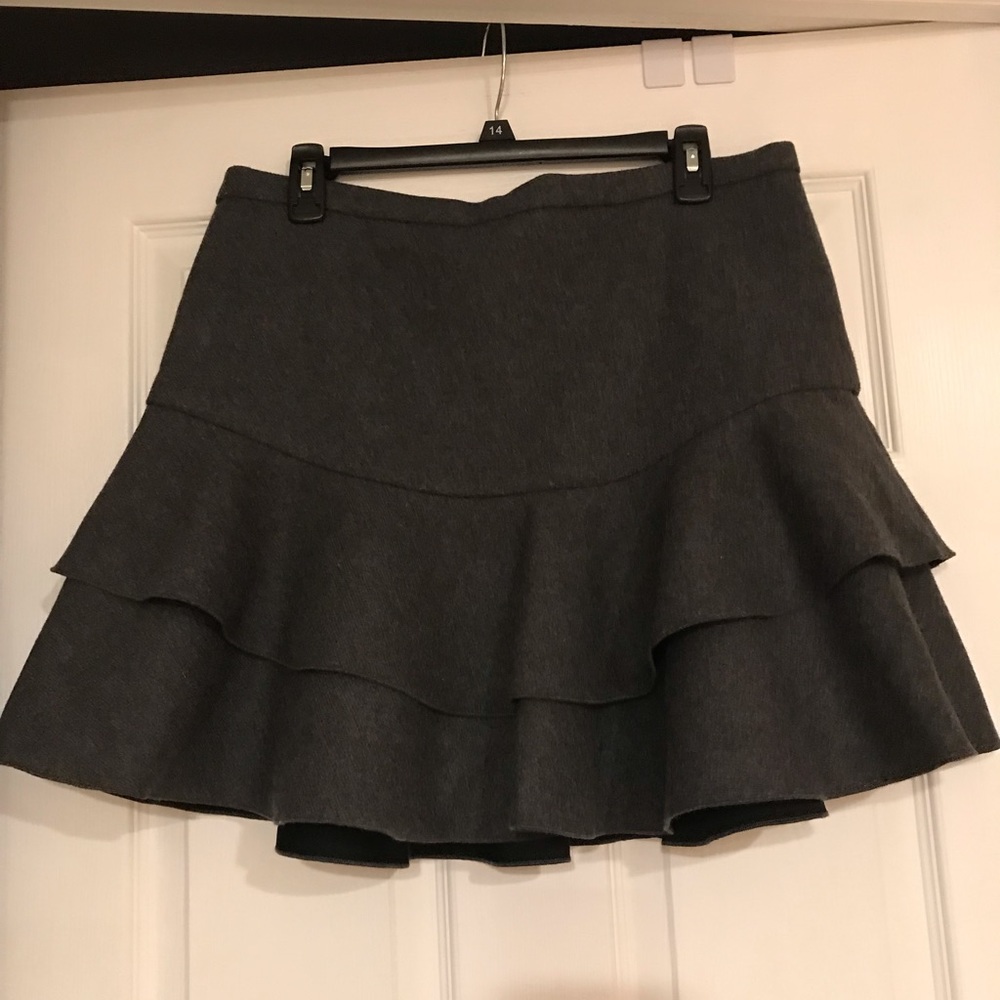 J Crew Charcoal Grey Tiered Wool Skirt